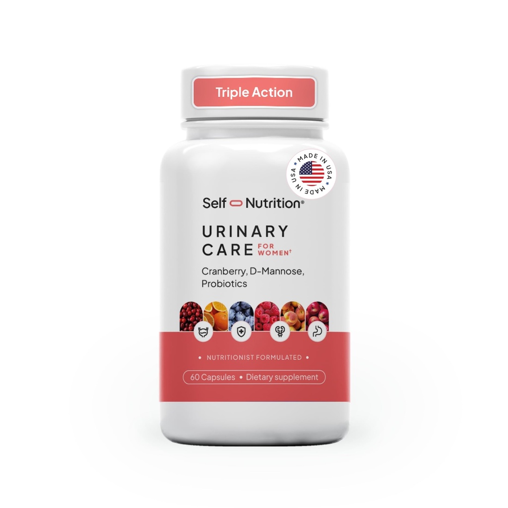 SELF NUTRITION UTI D Mannose with Cranberry & Probiotics for Women | 3 in 1 Supplement, Supports Urinary Tract Health & PH Balance | Effective & USA Made | Vegan, Non-GMO (60 Capsules)
