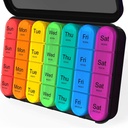 Organizador de píldoras Daviky 4 veces al día - Caja de píldoras 7 días, gran organizador semanal de píldoras para viajar con contenedores individuales extraíbles, caja de píldoras para mantener vitaminas, suplementos y medicamentos diarios