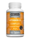 Vitamina B-Complex, 180 Tabletas Vegan, Todas las vitaminas B incluyendo B12, B1, B2, B3, B6, B7, B9, ácido fólico, para el sistema de estrés, energía y inmunológico saludable*, Suplemento natural sin aditivos