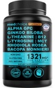 12-in-1 Nootropic Brain Supplement with Caffeine Anhydrous: Ginkgo Biloba for Brain Support, Memory and Focus - B12, Alpha GPC, L Theanine and Choline Supplements with Bioperine with 1321mg (60ct)