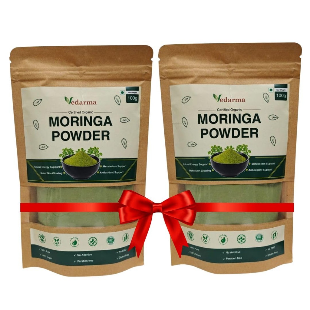 Organic Moringa Leaf Powder (100g) – Fresh Indian Harvest – Raw Whole Leaves Source – Great for Traditional Tea – Green Superfood for Energy, Skin, & Immune Health – Non-GMO (2)