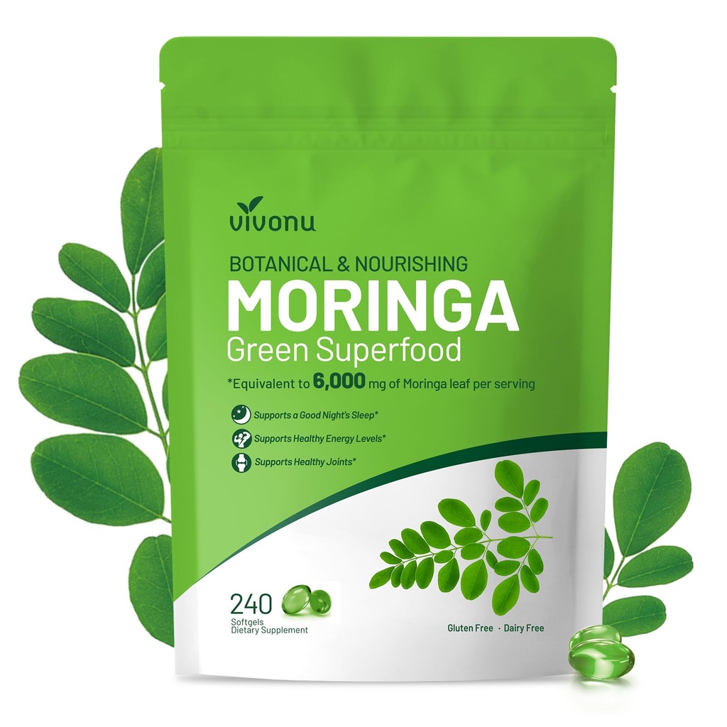 Pure Moringa Softgel, Moringa Leaf Extracts, 120 Day Supply, 30:1 Ultra-Concentrated Liposomal Tech 98% Absorption, Complete Green Superfood, for Energy, Skin, Immune & Gut Health
