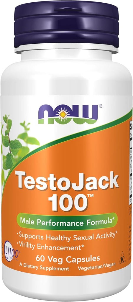 NOW Foods Supplements, TestoJack™ 100 with LJ100®, a potent standardized extract of Tongkat Ali (Eurycoma longifolia), Tribulus and ZMA®, 60 Veg Capsules