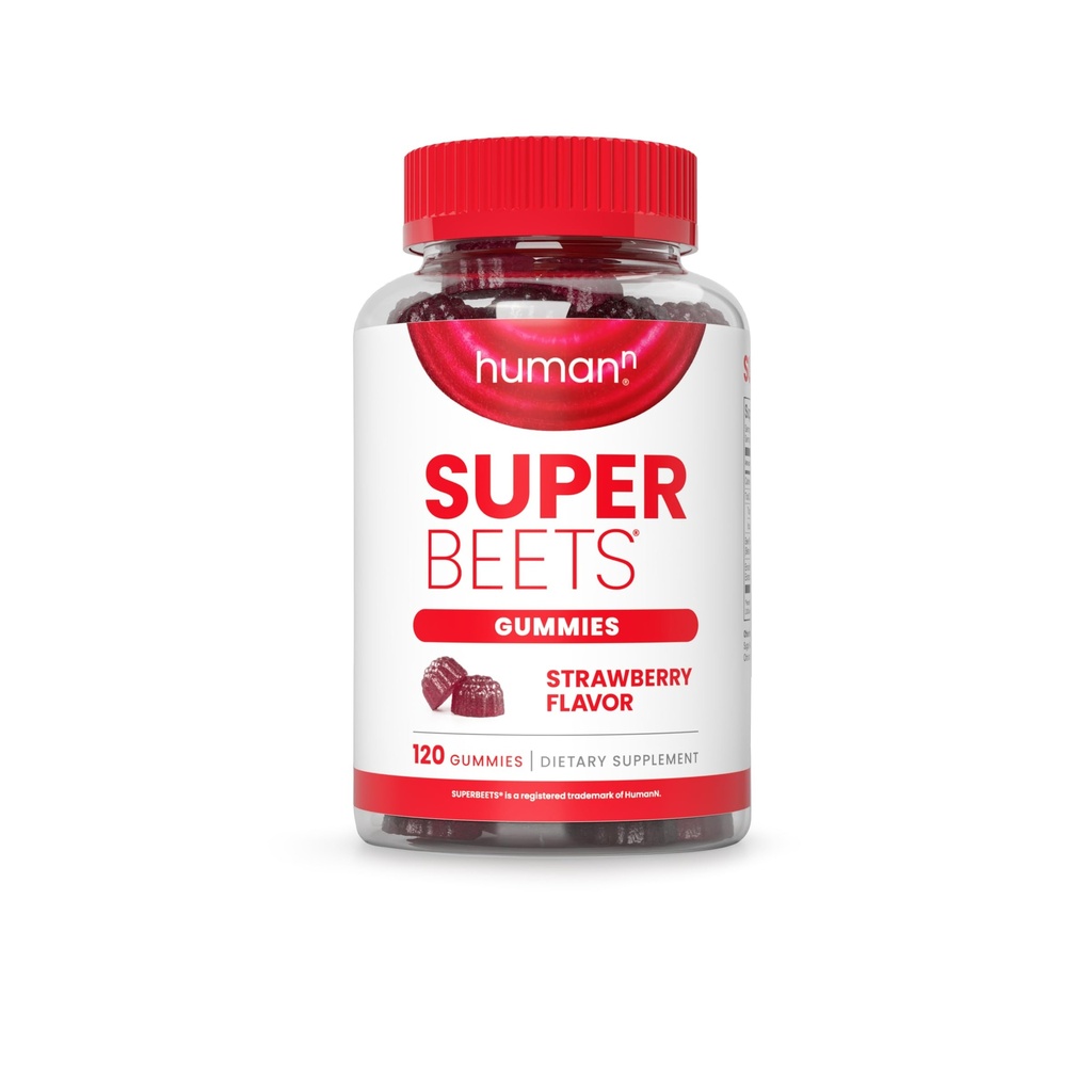 HumanN SuperBeets Strawberry Heart Gummies - Beetroot & Grape Seed Extract, 120 Conde