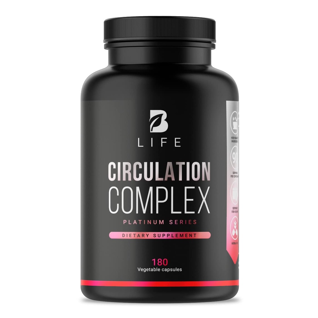 Butcher's Broom, Horse Chestnut, L-Arginine and Resveratrol, Circulation Complex TEN 180 Caps - 45 Days TEN Made in USA by B Life. (CirculationUSA)
