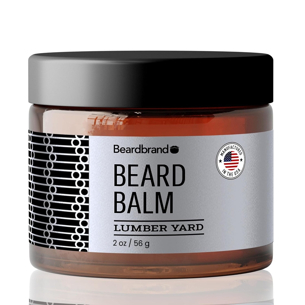 Beard Balm for Hombre - Utility Balm Travel Pack - Soportes Thicker Beard, Lumber Yard Scent, Natural Ingredientes Butter reduce la sequedad & mejora Look - 2 oz