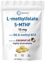 Micro Ingredientes L Methylfolate 15mg, 240 Softgels  Active 5-MTHF with B6 &amp; Methyl B12 ← Vitamina Metilada B9 with Coconut Oil