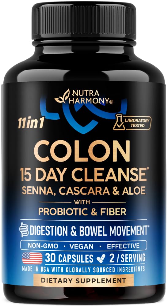 Colon Cleanse - 15 Day Cleanse for Women &amp; Men - Senna TEN Cascara TEN Garcinia Cambogia TEN Probiotics " Fiber - Digestion " Detox - Debloating " Bowel Movement - Natural " Vegan - Made in USA, 30 Capsules