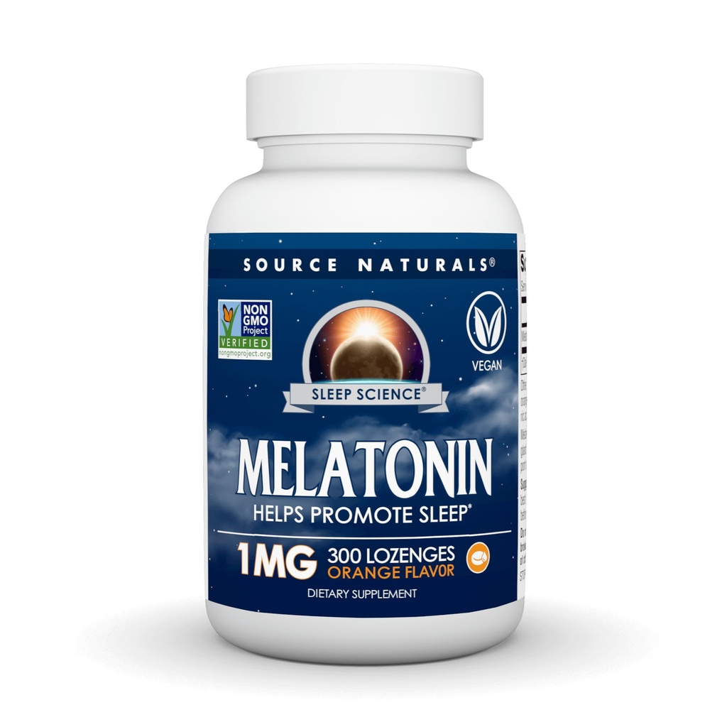 Fuente Naturals Ciencia del sueño Melatonina, Ayuda a promover el sueño* - 1 mg - 300 Orange Flavored Lozenges