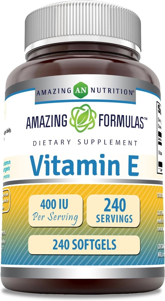 Fórmulas asombrosas Vitamina E Suplemento TEN 400 UI Por Servir TEN 240 Softgels TENIDO NO GMO TENIDO Gluten-Free TEN Made in USA