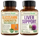 Vegan Glucosamine Chondroitin MSM Joint Support Supplement & Liver Cleanse Detox & Repair Milk Thistle Supplement for Liver Support