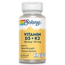 SOLARAY Vitamina D3 K2 - Bone Health and Immune Support Supplement - with 5000 IU Vitamin D as VIT D3 and 50 mcg Vitamin K2 as Menoquinone MK7, Made Without Soy, 60-Day Guarantee, 60 Serv, 60 VegCaps
