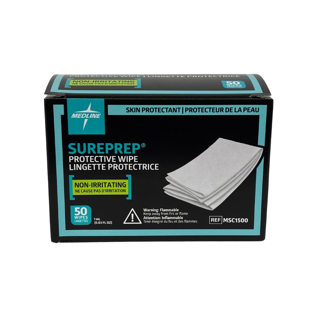 Medline SurePrep Skin Protective Barrier, Wipe - Premium Quality Medical Supplies for Skin Care and Protection, Pack of 50