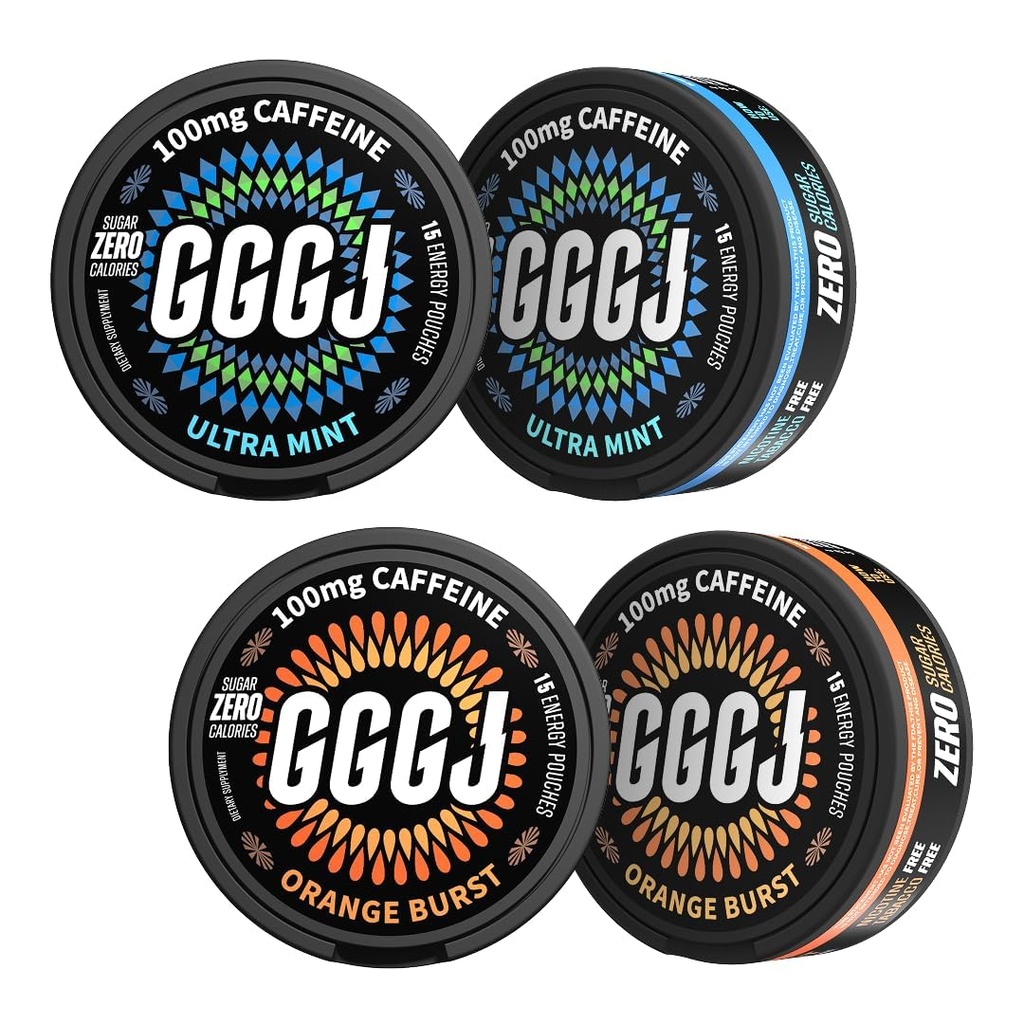 Energy & Focus Bundle – Caffeine Nootropic Pouches (Mint+Orange, 4 Packs, 60ct) + Plant-Based Ultra Mint Pouches (5 Pack, 75ct) with Alpha GPC, L-Theanine, Rhodiola, Ashwagandha – Nicotine-Free,