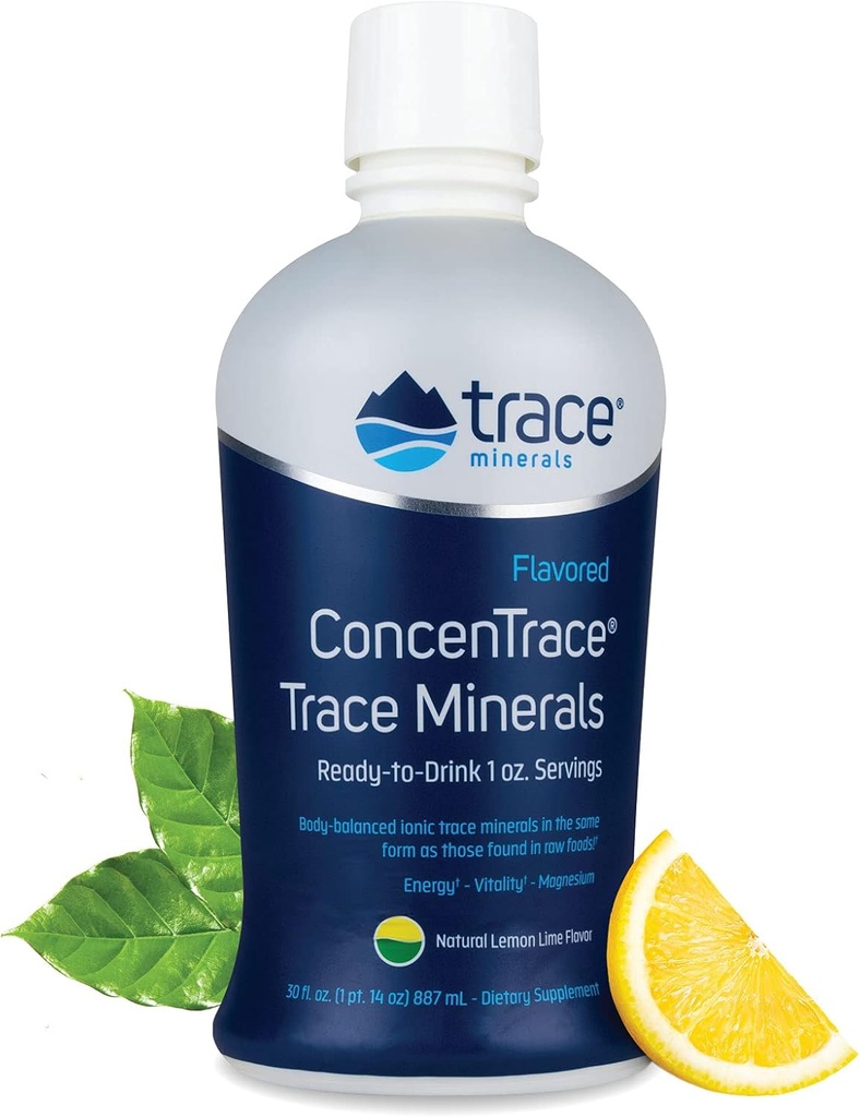 Trace Minerals ConceTrace - Suplemento Mineral líquido con Magnesio & Vitamina C - Suplemento dietético con hierba blanca &amp; jugo de limón - Sabor de limón natural, 30 fl oz (30 Servimientos)