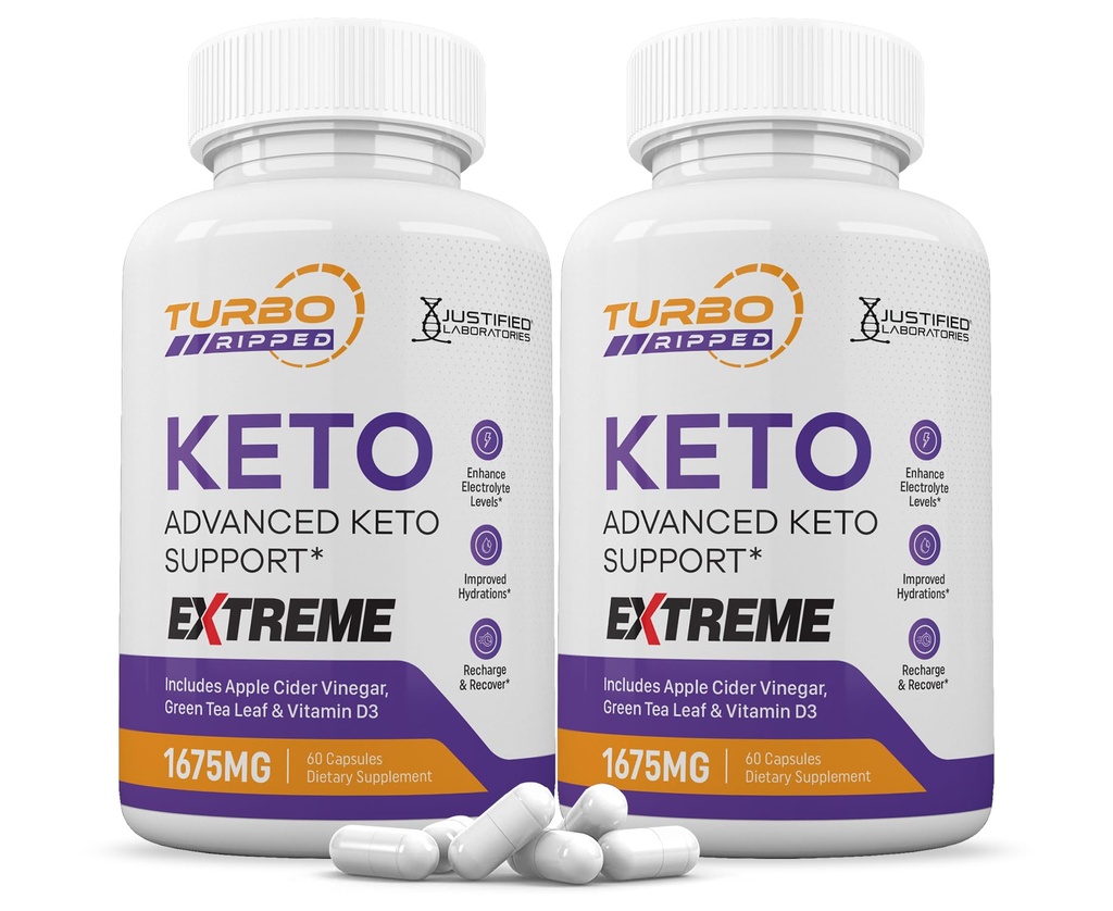 (2 Pack) Turbo Ripped Keto ACV Extreme Pills 1675MG Keto Support Blend Capsule Alternative to Keto ACV Formulado con Apple vinagre extra virgen aceite de oliva Powder verde hoja de té 120 cápsulas
