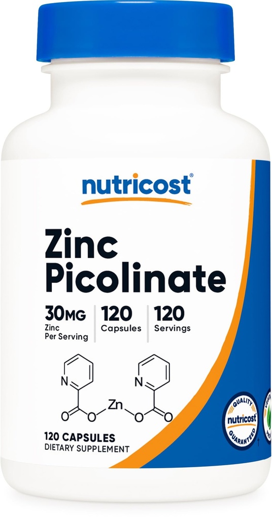 Nutricost Zinc Picolinate 30mg, 120 Capsules - Gluten Free and GMO-Free