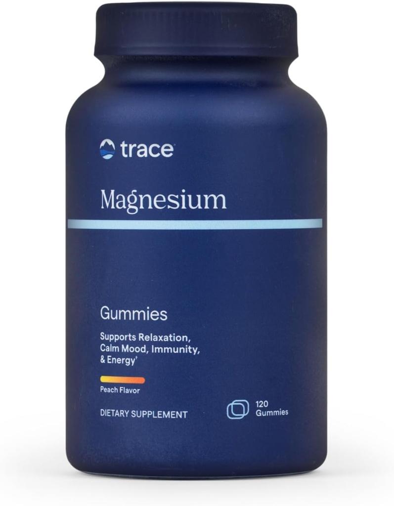 Trace Minerals Magnesium Gummies - Soporta una Mente Calma - Magnesium Chewables para Adultos Niños - Hueso, Digestión, Salud del Corazón &amp; Soporte Inmunitario - Peach Flavor - 120 Conde (120 Servimientos)