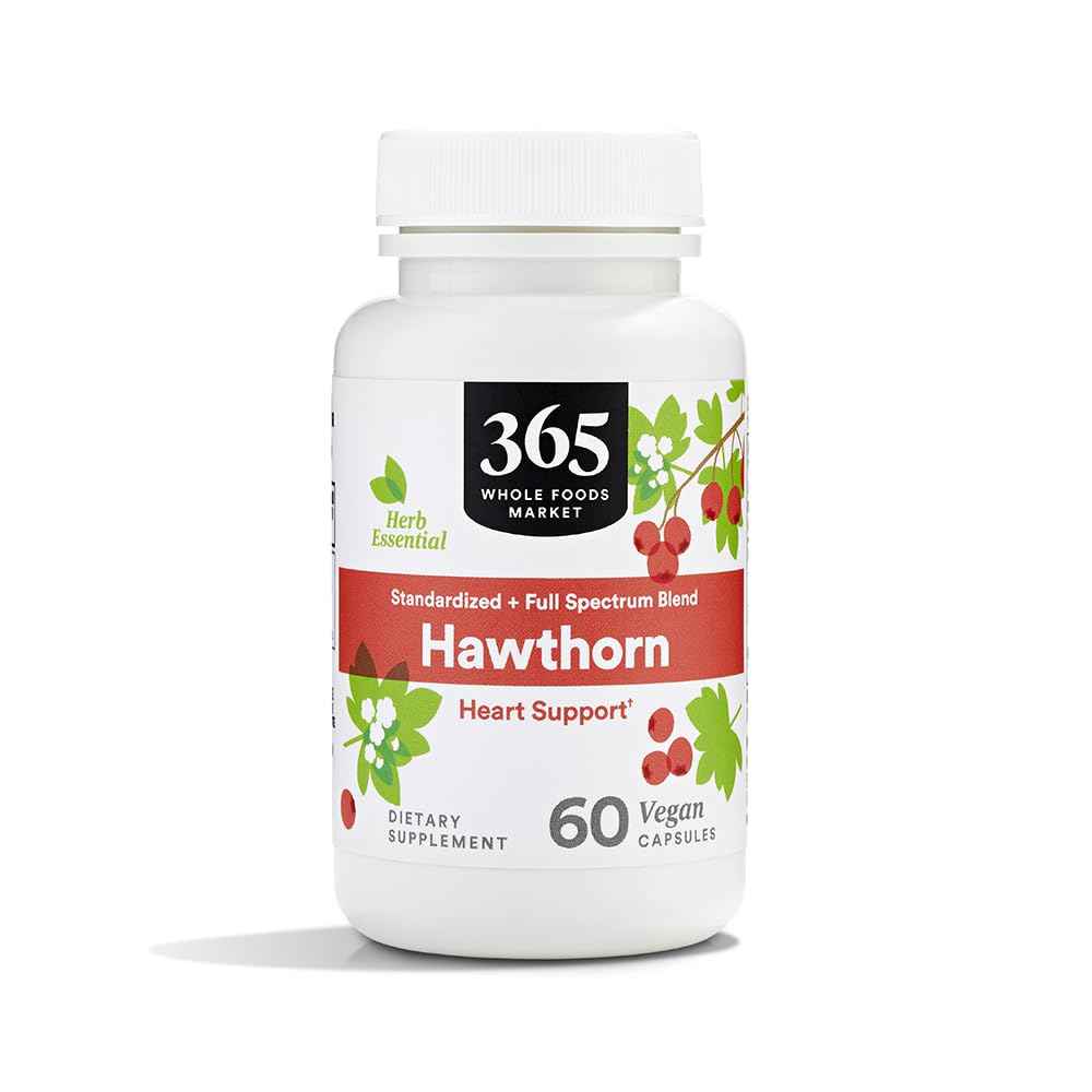365 by Whole Foods Market, Hawthorn Standardized + Full Spectrum Blend, Heart Support, Vegan Capsules, 60 Count