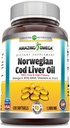 Increíble Omega Norwegian Cod Liver Oil (Omega-3, EPA/DHA) Suplemento TEN 1000 Mg Por Serving TEN 120 Softgels TEN Orange Flavor ANTE NO GMO ANTE Gluten-Free TEN Made in USA