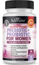 Prebiotics and Probiotics for Women - for Gut, Vaginal and Immune Health Support with Black Cohosh and Red Clover - Whole Food Digestive Enzymes Capsules, Lactobacillus Probiotic Supplement, 30 Count