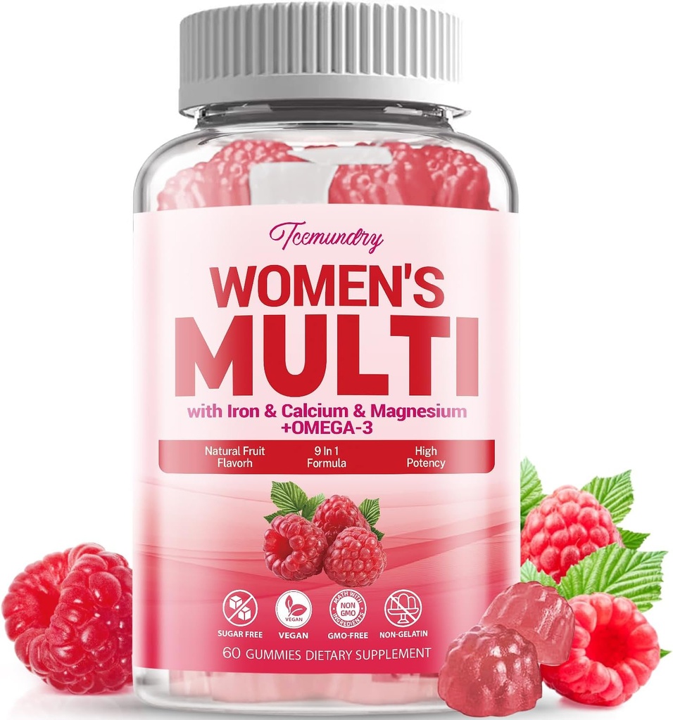 Sugar-Free Womens Multivitamin Gummies - High Absorption Multivitamin for Women Gummy with Omega-3, Astaxanthin, Calcium, Iron, Vitamin A, C, D3, K2, E, B6, B12 - Supports Skin, Hair, Energy, Immune