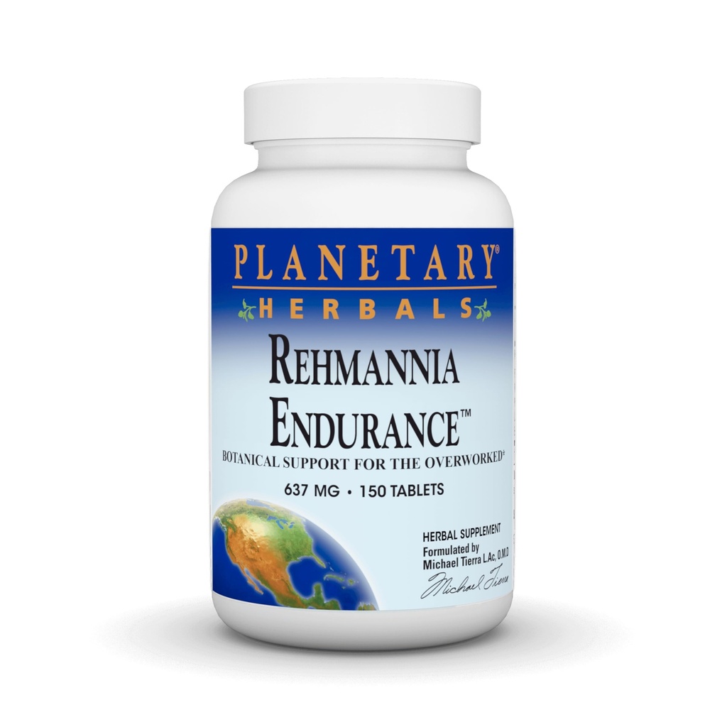 Herbals planetarios Rehmannia Endurance, soporte botánico para los sobre-trabajados*, 637mg - 150 Tablets