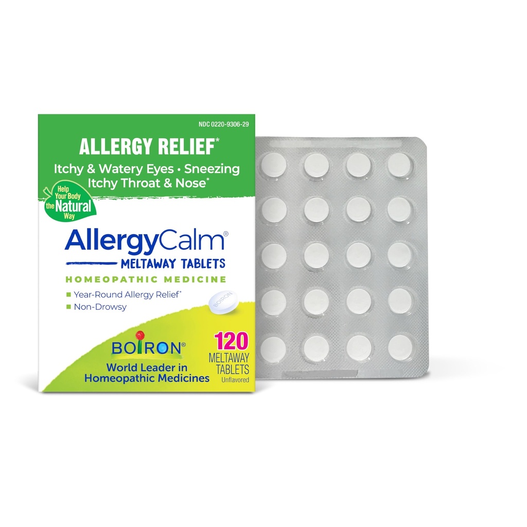 Boiron AllergyCalm Tablets for Relief from Allergy and Hay Fever Symptoms of Sneezing, Runny Nose, and Itchy Eyes or Throat - 120 Count