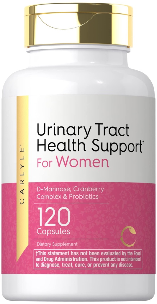 Carlyle Urinary Tract Health for Women | 120 Capsules | Relief for Women | with D-Mannose, Cranberry Complex & Probiotics | Non-GMO, Gluten Free