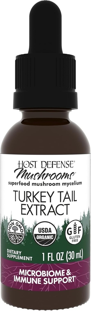 Anfitriona de Defensa Turquía Tail Extract - Salud Digestiva &amp; Respuesta Inmunitaria Apoyo Suplemento - Mushroom Suplemento para Gastrointestinal &amp; Gut Microbiome Support - 1 fl oz (30 Servimientos)*