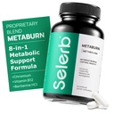 Píldoras de pérdida de peso de Selerb Metaburn para Hombres - Appetite Suppressant " Fat Burner, Metabolism Support Weight Loss Suplemento con Berberine, Chromium, Green Tea " B12-60 Capsules