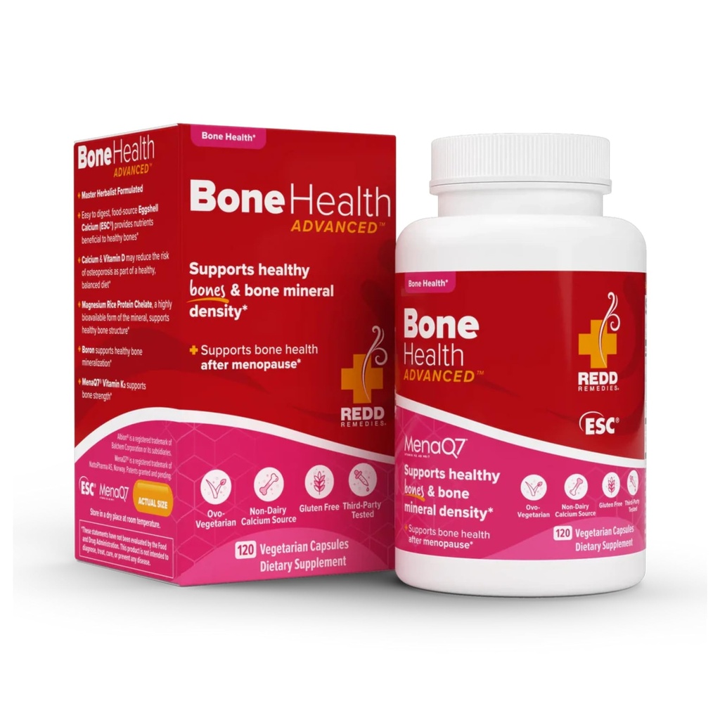 Remedios Redd, Bone Health Advanced, Vitamin D3 y Calcium for Strong Bone Support, 120 cápsulas vegetarianas