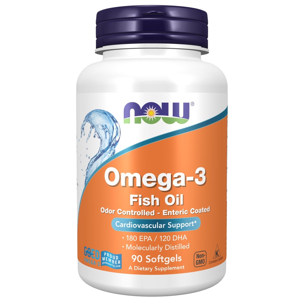 AHORA Suplementos de alimentos, Omega-3 180 EPA / 120 DHA, Enteric Coated, Cardiovascular Support*, 90 Softgels