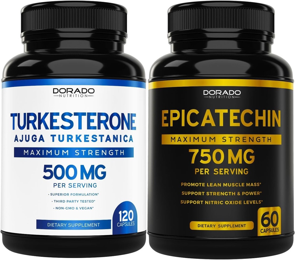 DORADO NUTRITION Epicatechin Extract 750mg Per Serving - (120 Capsules) and Turkesterone Supplement 500mg (120 Capsules)