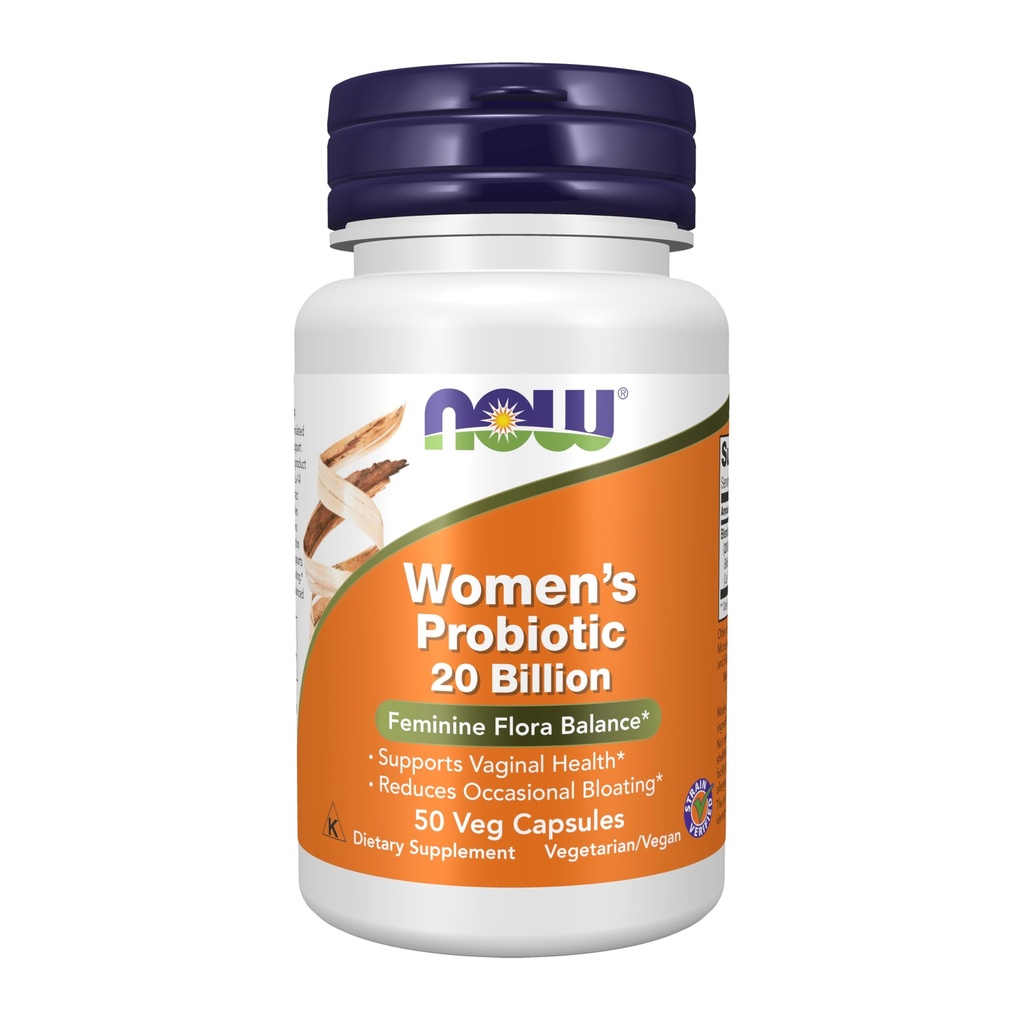 NOW Foods Supplements, Women's Probiotic, 20 Billion, Specially Formulated using Three Clinically Tested Probiotic Strains, 50 Veg Capsules
