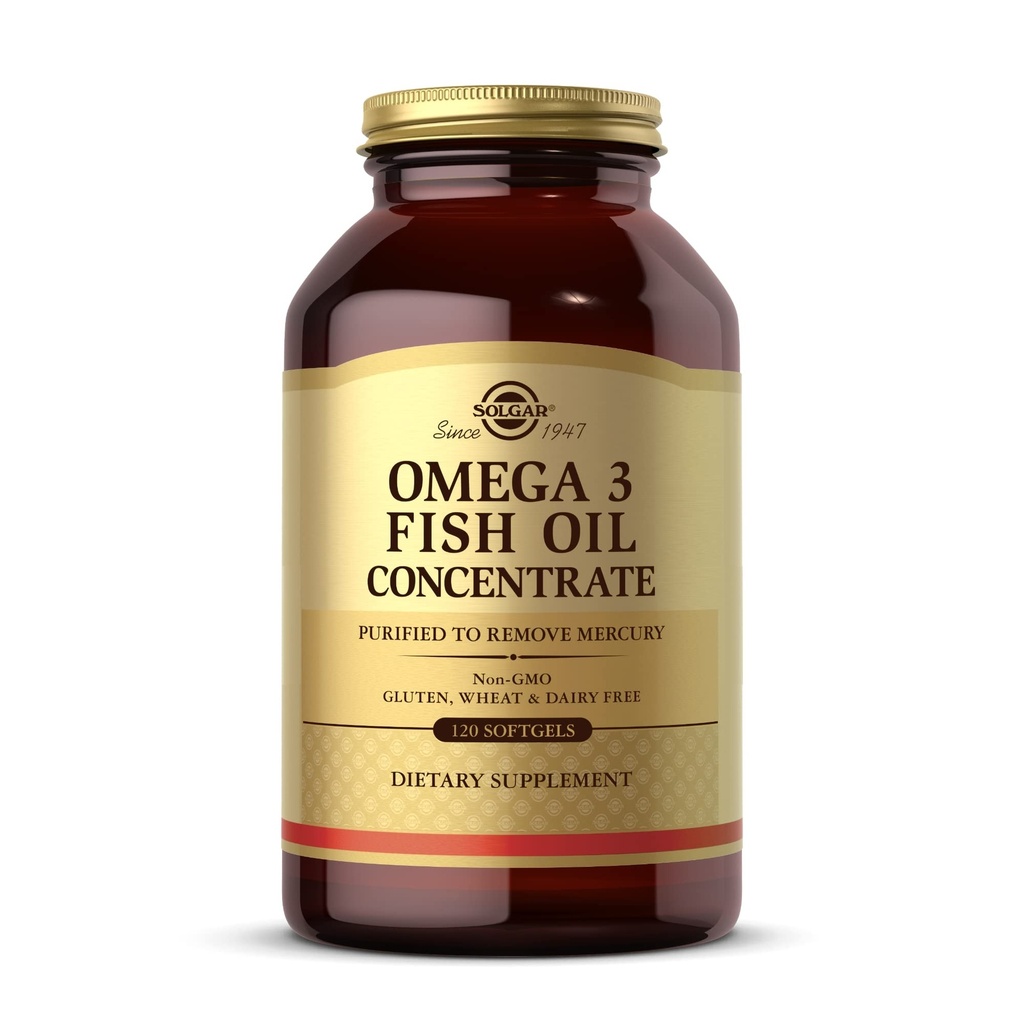 Concentrado de aceite de pescado Solgar Omega-3 - 120 Softgels - Soporte para salud mixta " metabólica - Gluten Free, Non-GMO, Dairy Free - 60 Servings