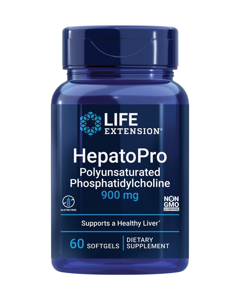 Life Extension HepatoPro, polyunsaturated phosphatidylcholine, 900 mg, Supports a Healthy Liver and detoxification, Protects Against oxidative Stress, Gluten-Free, Non-GMO, 60 softgels