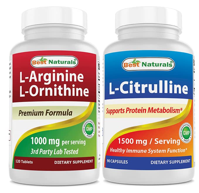 Best Naturals L-Arginine L-Ornithine - 1000mg &amp; L-Citrulline 1500mg