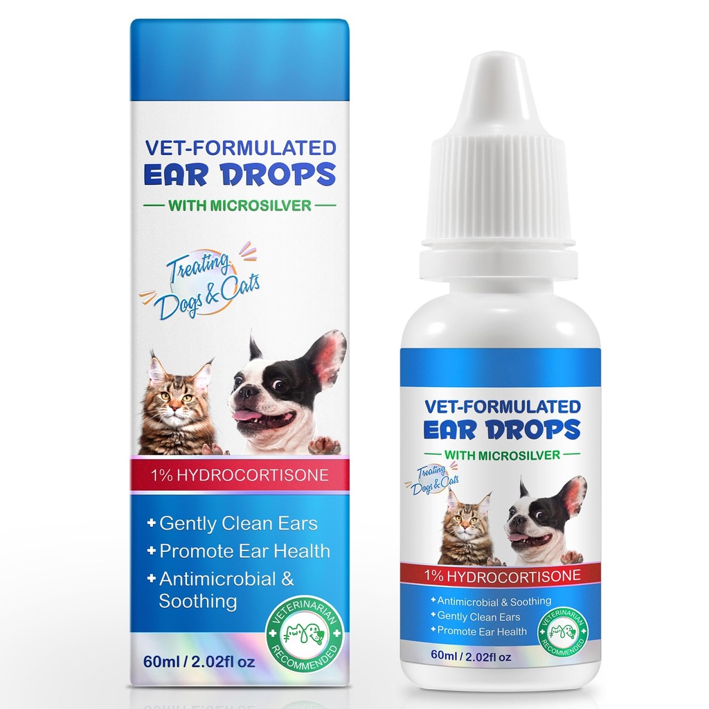 Tratamiento de la mita para perros &amp; gatos - Alivio de Itch de acción rápida &amp; Limpiador, Fórmula recomendada con calma Aloe Vera, Limpiador en contacto &amp; Soothes Itching, Solución de limpieza del oído suave, 0,75 fl oz
