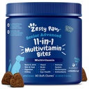 Zesty Paws Senior Dog Multivitamin Treats - Glucosamine for Dogs + Digestive Enzymes &amp; Probiotics - Grain Free Dog Vitamins and Supplements for Skin & Coat + Immune Health Chicken - Advanced - 90ct