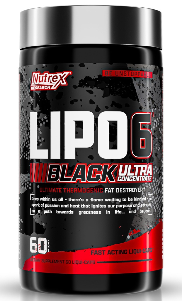 Nutrex Research Lipo-6 Black Ultra Concentrate ← Thermogenic Energizing Fat Burner Suplemento, Aumentar la Pérdida de Peso, Energía > Intenso Enfoque SilencioCapsule, 60Count