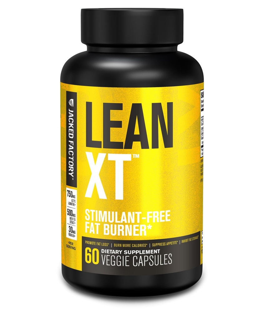 Jacked Factory Lean-XT Caffeine Free Fat Burner - Non Stim Weight Loss Suplemento, Appetite Suppressant &amp; Metabolism Booster ANTE Acetyl L-Carnitine, Green Tea Extract, Forskolin - 60 Natural Diet Pills