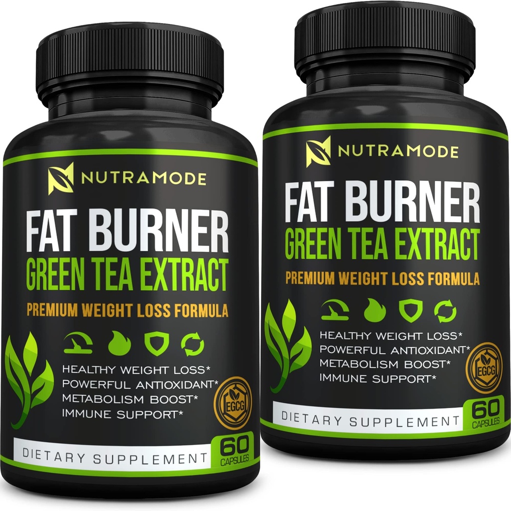 Premium Green Tea Extract Fat Burner Suplemento EGCG-Natural Appetite Suppressant-Healthy Weight Píldoras de dieta que funcionan rápido para mujeres y hombres-Detox Metabolismo Booster para quemar grasa del vientre Fast-2 paquete