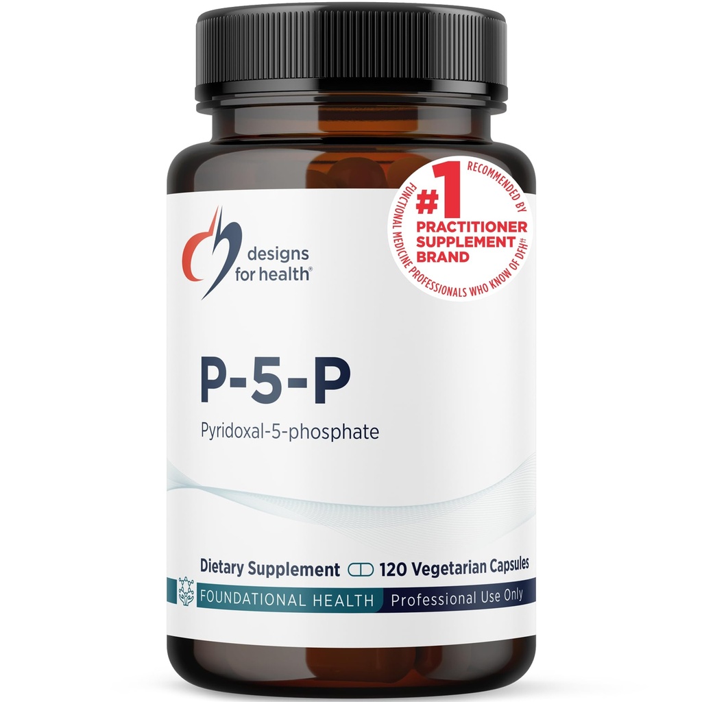 Diseños para Salud P-5-P - 50mg Vitamina B6 (P5P Pyridoxal-5-Phosphate) Suplemento - No GMO, Vegan B-6 (120 cápsulas)