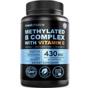 Complejo de vitamina B 9 en-1 - Multivitamínico con Metilcobalamina B12, Metilallamina, L-5-MTHF & Vitamina C - Complejo B metillatado para Hombres Mujer - No GMO, Libre de gluten, & Vegan (90 Servings)