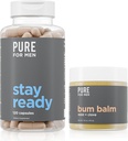 Puro para hombres Mantente listo Fiber Suplemento (120 Conde) + Bum Balm Raw Lotion para hombres
