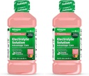 Cuidado básico Solución electrolítica con prebióticos previtales, limonada de fresa, bebida de hidratación, electrolitos de reposición, líquido " zinc, 33.8 Fl Oz (Pack of 2)