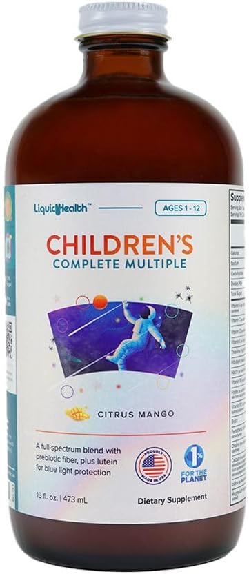LIQUIDHEALTH Multivitamina líquida completa para niños, niños pequeños - Vitaminas esenciales, nutrientes " minerales, apoyo inmunitario, Gut Health - Made in USA, Vegan, Non GMO, Sugar-Free (16 oz)