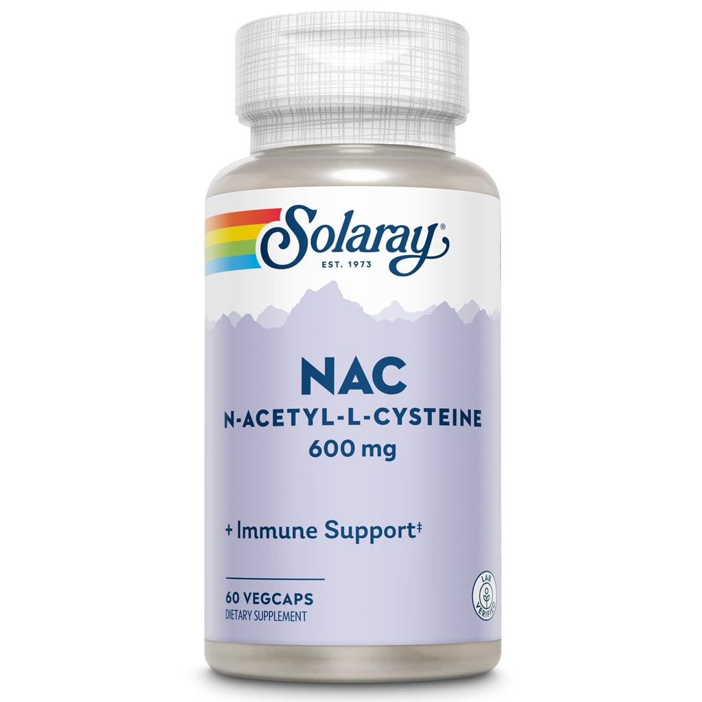SOLARAY NAC Supplement N-Acetyl L Cysteine for Men & Women, 60 Veg Caps