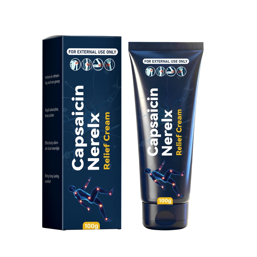 Capsaicin Nerex Relief Cream with Arnica, Menthol, MSM and Glucosamine for Body Joint Areas, Feet, Hands, Legs, Muscles, Joints, and Waist, 100g (1PACKS)